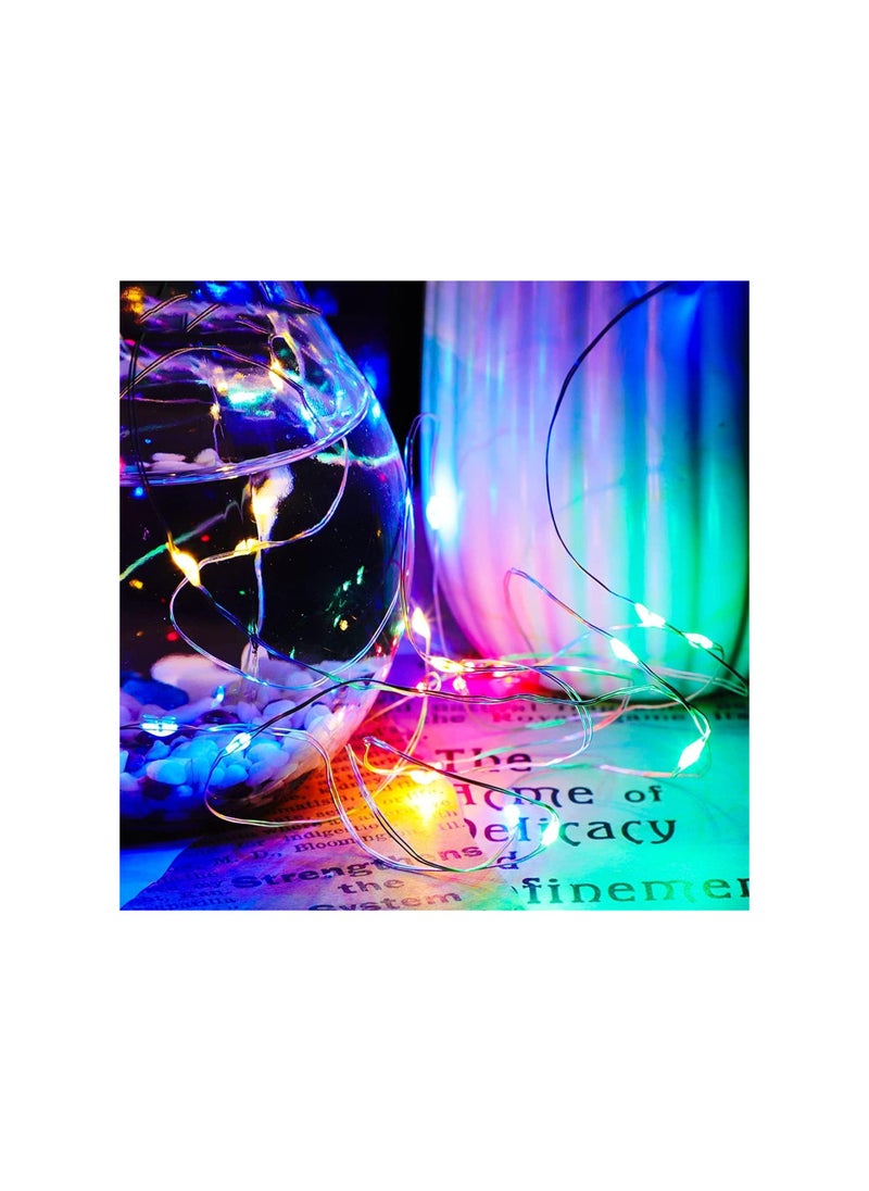 Party with Emma 12 Pack Led Fairy Lights Battery Operated String Lights Waterproof Silver Wire 7 Feet 20 Led Wedding Party Bedroom Patio  (Multicolor)  - Image 2