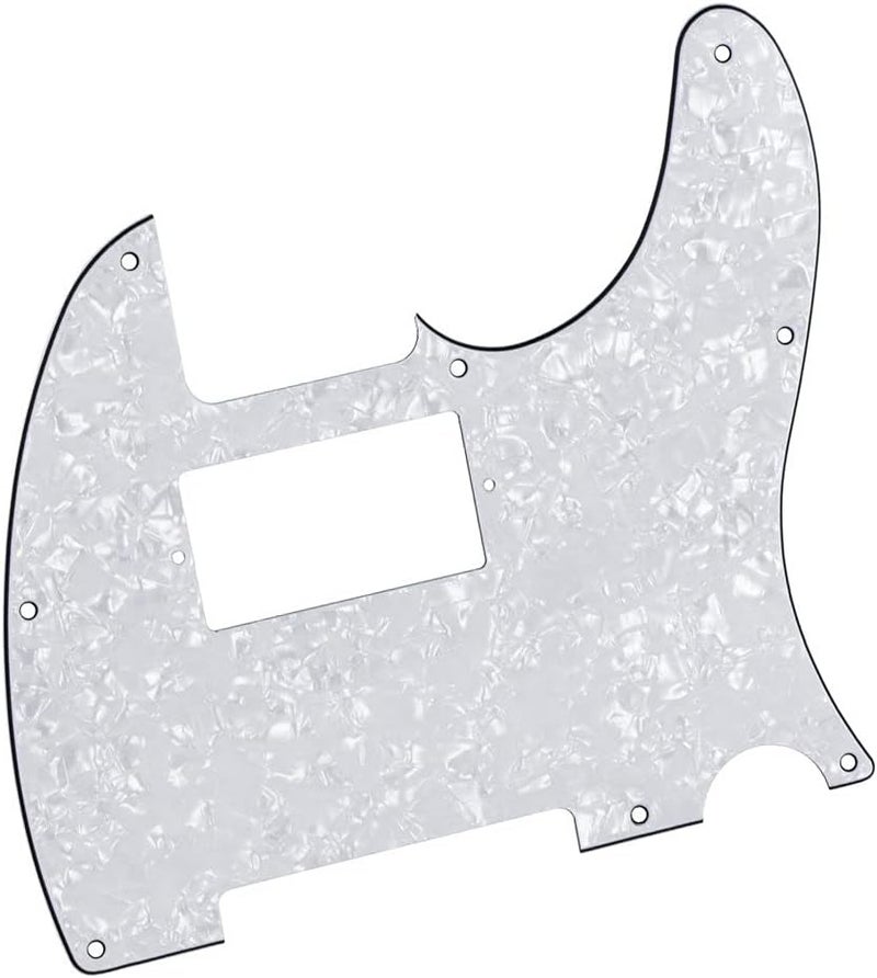 FLEOR 8 Hole TL Pickguard Guitar Humbucker Pick Guard HH with Screws Fit USA/Mexican Standard TL Style Guitar Part, 4Ply White Pearl - Image 3