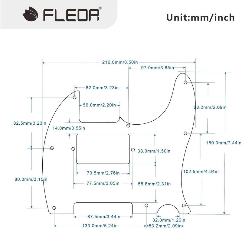 FLEOR 8 Hole TL Pickguard Guitar Humbucker Pick Guard HH with Screws Fit USA/Mexican Standard TL Style Guitar Part, 4Ply White Pearl - Image 2
