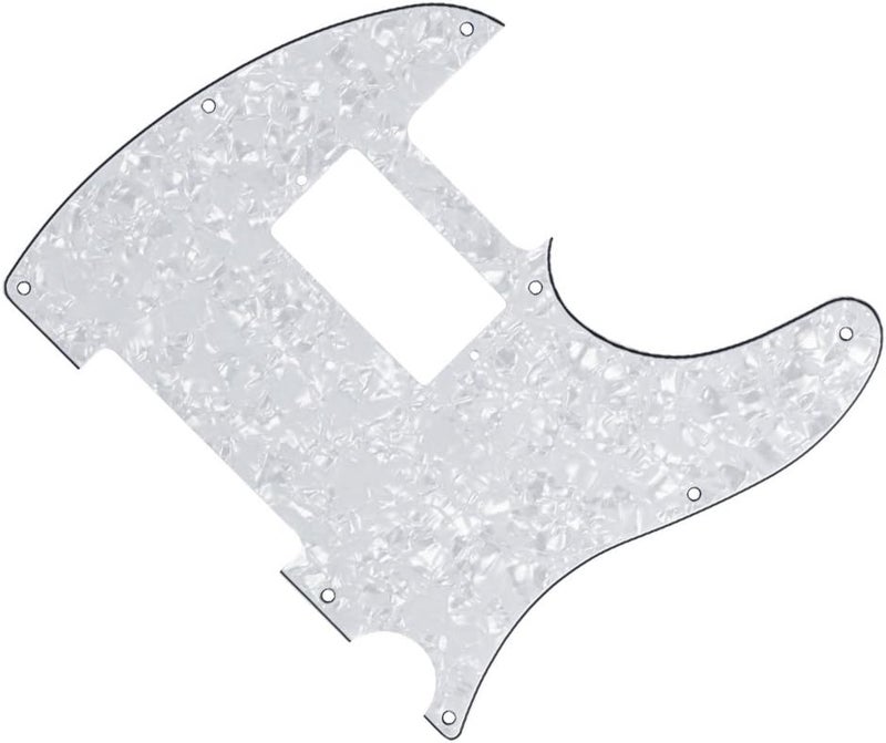FLEOR 8 Hole TL Pickguard Guitar Humbucker Pick Guard HH with Screws Fit USA/Mexican Standard TL Style Guitar Part, 4Ply White Pearl - Image 4
