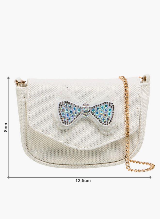 Flora Bella By Shoexpress Embellished Bow Crossbody Bag with Chain Strap - Image 2