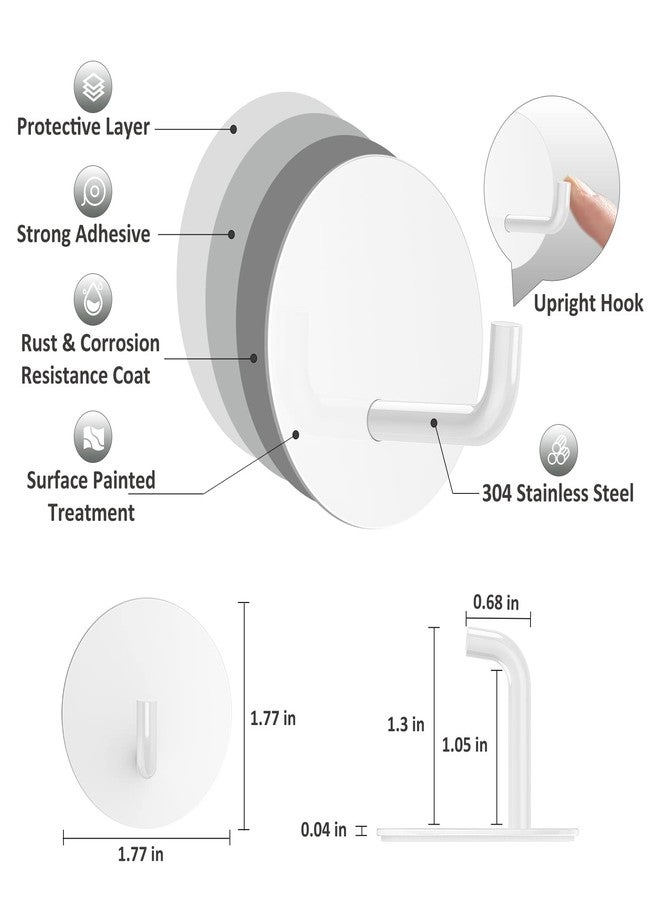 VIS'V Adhesive Hooks, Small Metal Shower Wall Stick on Hooks, Waterproof, 2 Extra Adhesive Strips, Round, White, 4 Pcs - Image 3