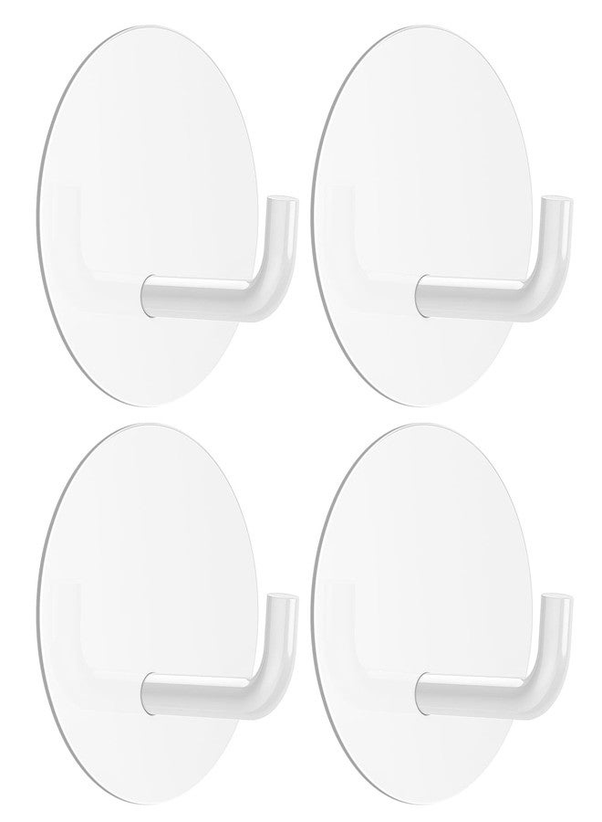 VIS'V Adhesive Hooks, Small Metal Shower Wall Stick on Hooks, Waterproof, 2 Extra Adhesive Strips, Round, White, 4 Pcs - Image 1