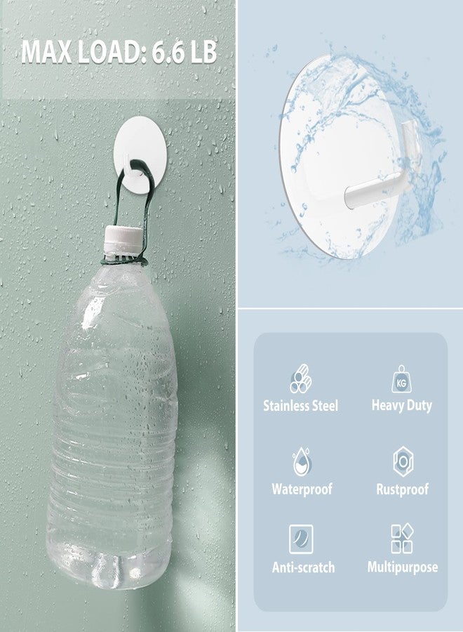 VIS'V Adhesive Hooks, Small Metal Shower Wall Stick on Hooks, Waterproof, 2 Extra Adhesive Strips, Round, White, 4 Pcs - Image 4