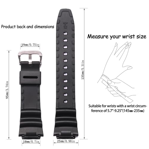 MCXGL Natural Resin Replacement Watch Band Compatible with Casio W218H W-219H AE1200WH AE-1300WH W800H SGW-300H F-108WH Waterproof Rubber strap - Image 2