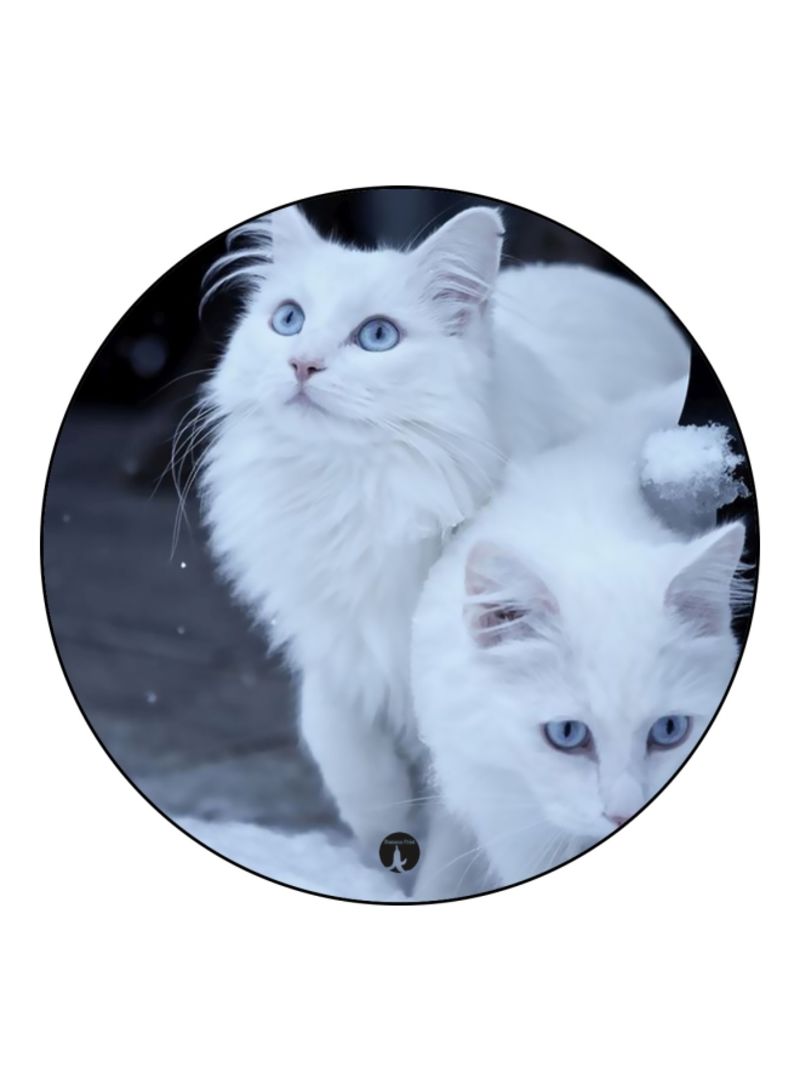 RKN Cats Theme Printed Mouse Pad  White/Grey
