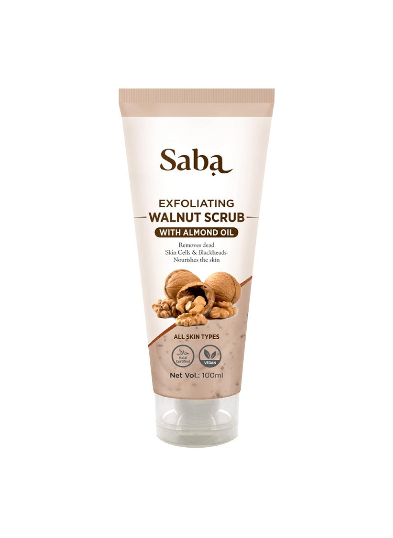 Saba Kombucha Saba Exfoliating Walnut Body  face ScrubHelp Revive Dry Skin Polishes  Nourishes Skin Body FaceFoot Scrub  Fights Acne Scars Stretch Marks Fine Lines  Wrinkles For Women  Men Facial Scrub 100 ml  - Image 1