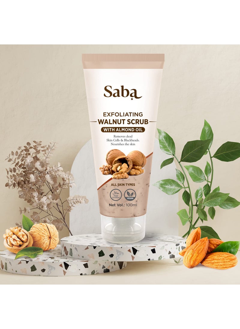 Saba Kombucha Saba Exfoliating Walnut Body  face ScrubHelp Revive Dry Skin Polishes  Nourishes Skin Body FaceFoot Scrub  Fights Acne Scars Stretch Marks Fine Lines  Wrinkles For Women  Men Facial Scrub 100 ml  - Image 2
