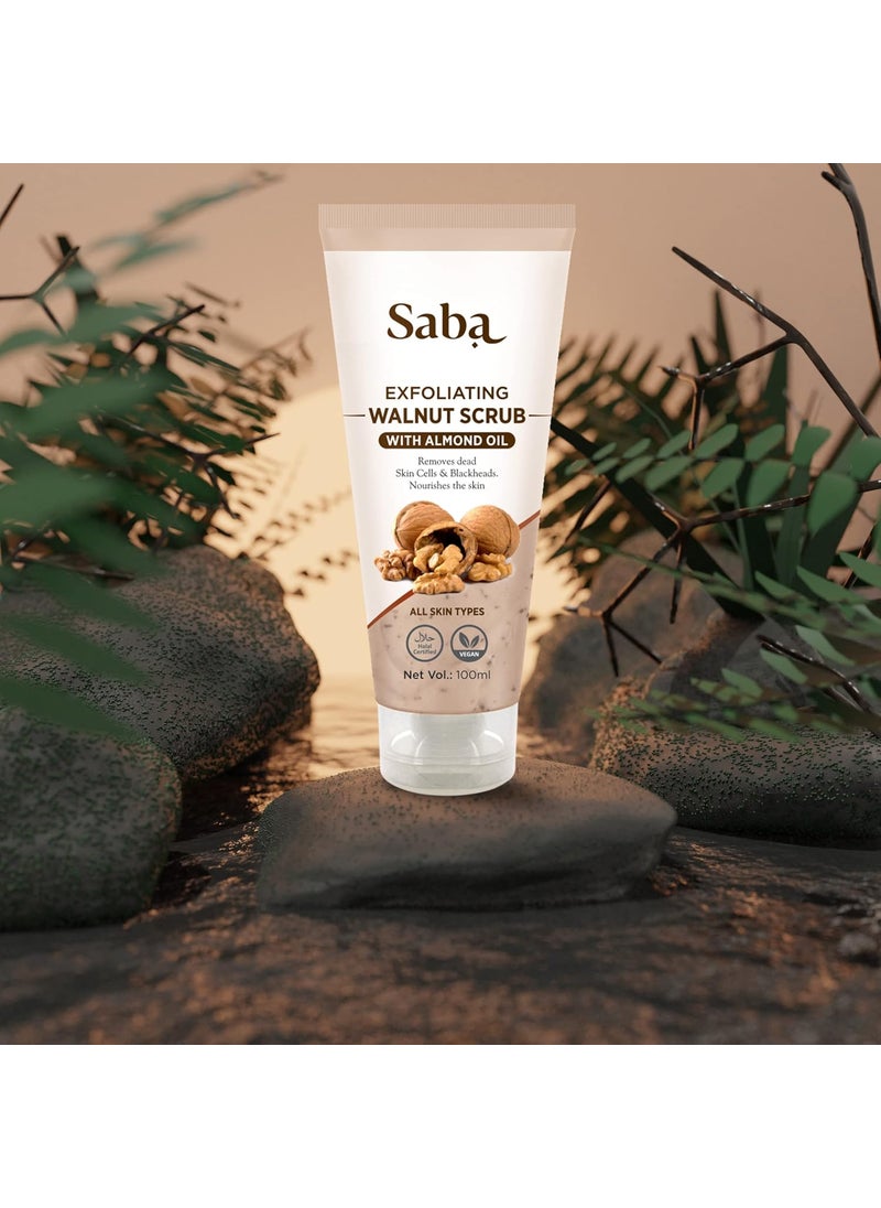 Saba Kombucha Saba Exfoliating Walnut Body  face ScrubHelp Revive Dry Skin Polishes  Nourishes Skin Body FaceFoot Scrub  Fights Acne Scars Stretch Marks Fine Lines  Wrinkles For Women  Men Facial Scrub 100 ml  - Image 5