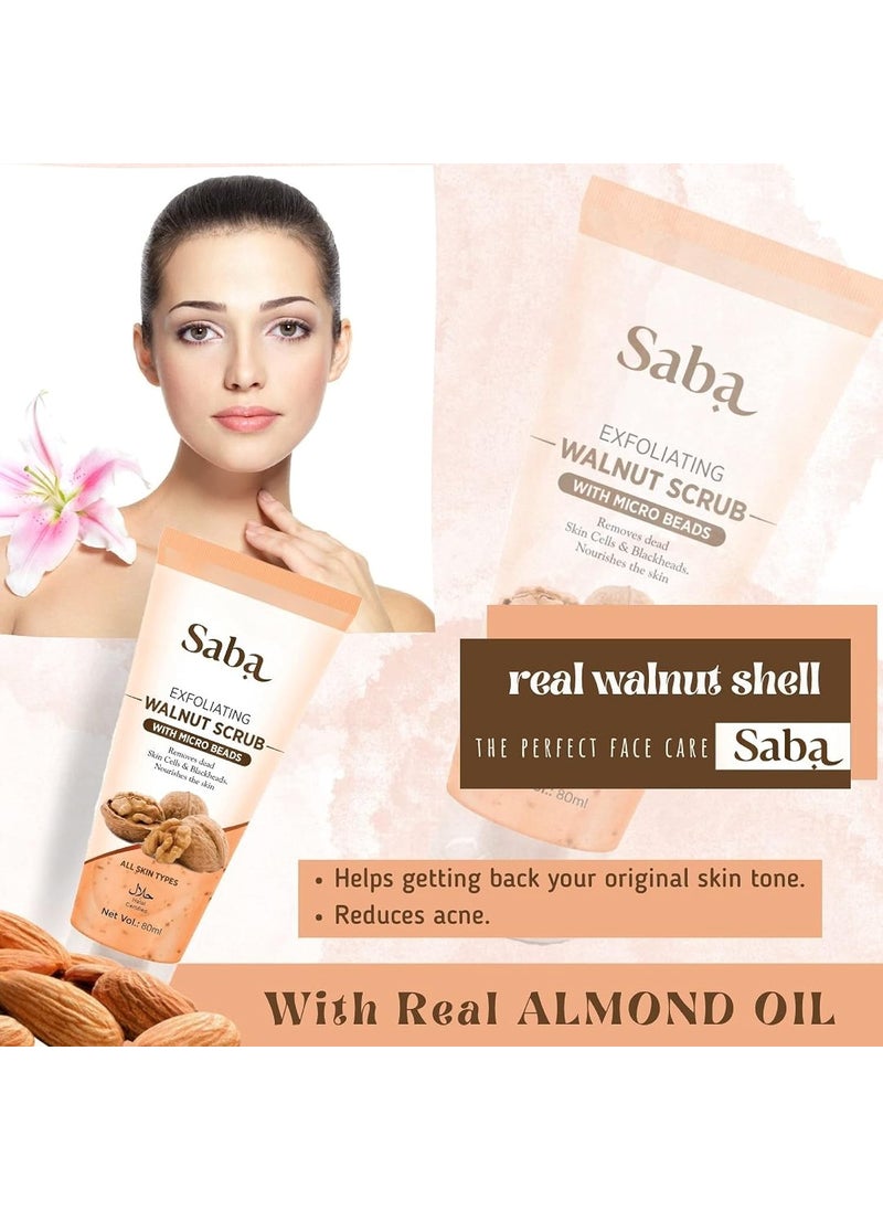 Saba Kombucha Saba Exfoliating Walnut Body  face ScrubHelp Revive Dry Skin Polishes  Nourishes Skin Body FaceFoot Scrub  Fights Acne Scars Stretch Marks Fine Lines  Wrinkles For Women  Men Facial Scrub 100 ml  - Image 4