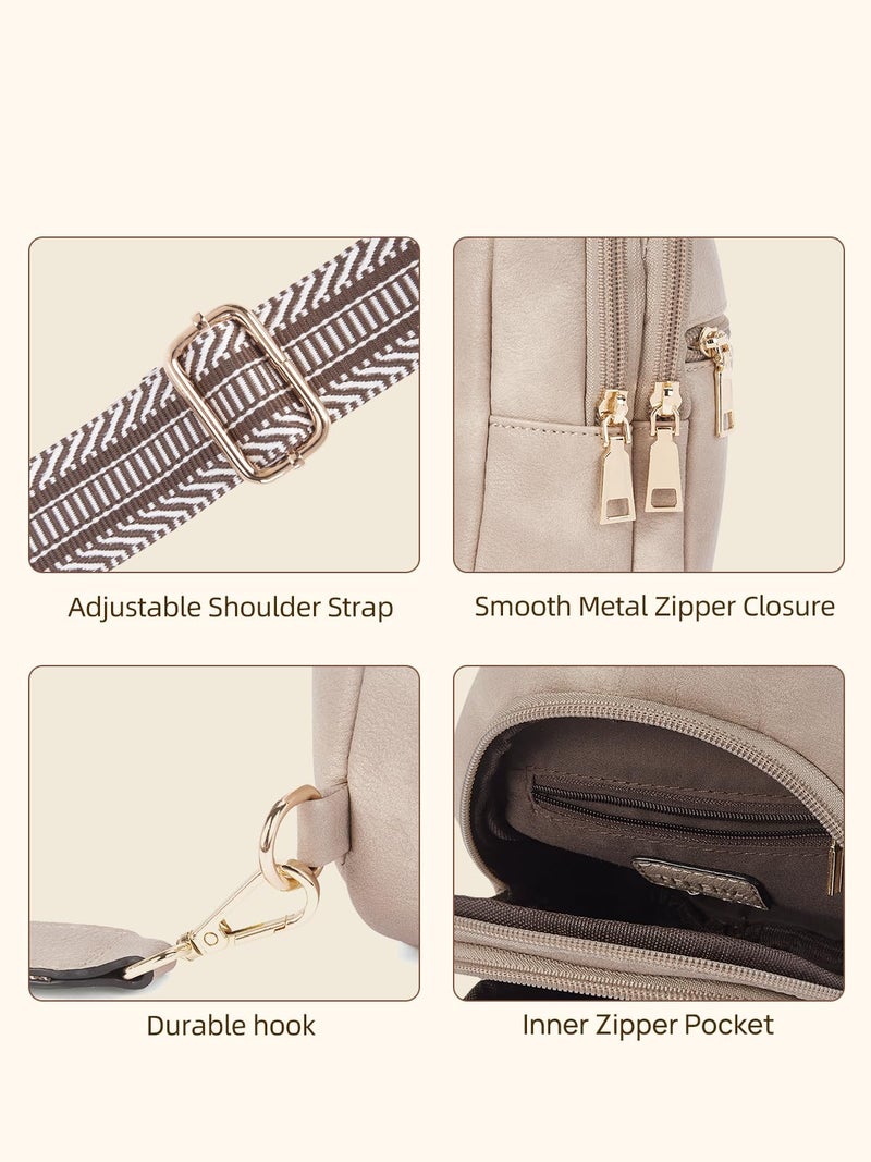 Telena Sling Bag for Women Crossbody Fanny Packs for Women Leather Sling Chest Bag with Adjustable Strap Cloud Grey - Image 5