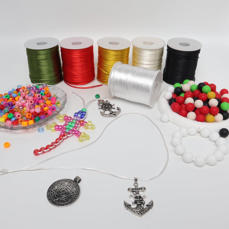 LUSTEMBER 2 mm x 330 Feet Satin Nylon Cord, Silky Smooth Nylon String for Jewelry Making Bracelet Necklaces Beading Thread Rattail Macrame Kumihimo Chinese Knot Craft - Image 5