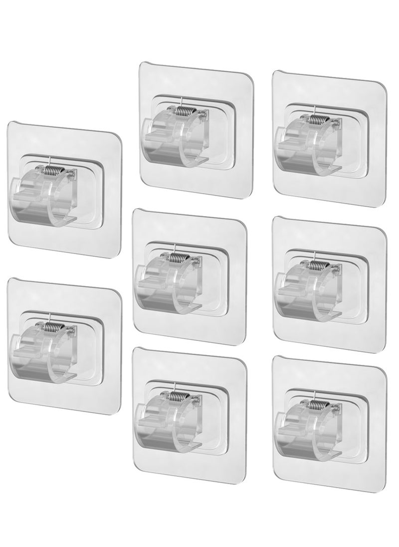 Generic 8PCS No Drill Curtain Rod Brackets No Drilling Self Adhesive Curtain Rod Holder Hooks Nail Free Adjustable Curtain Rod Hooks Curtain Hangers for Bathroom Kitchen Home Bathroom and Hotel (white )  - Image 1