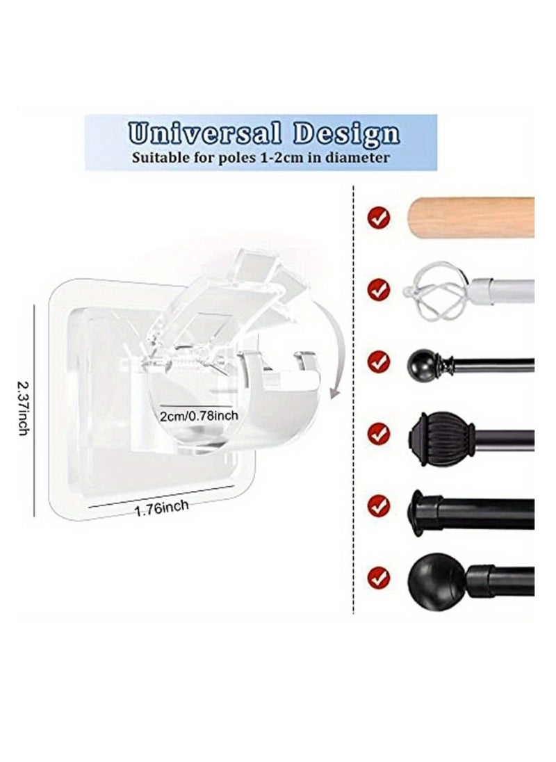 Generic 8PCS No Drill Curtain Rod Brackets No Drilling Self Adhesive Curtain Rod Holder Hooks Nail Free Adjustable Curtain Rod Hooks Curtain Hangers for Bathroom Kitchen Home Bathroom and Hotel (white )  - Image 4
