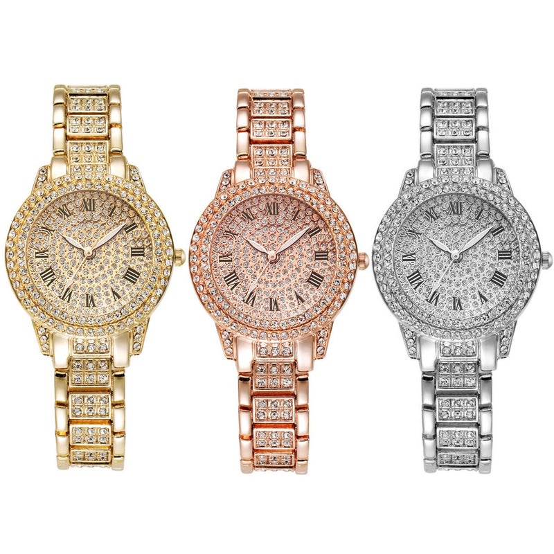 CdyBox 3Pack Ladies Diamond Watch Luxury Rhinestone Bracelet Quartz Analog Watches Set Wristwatch for Women - Image 2