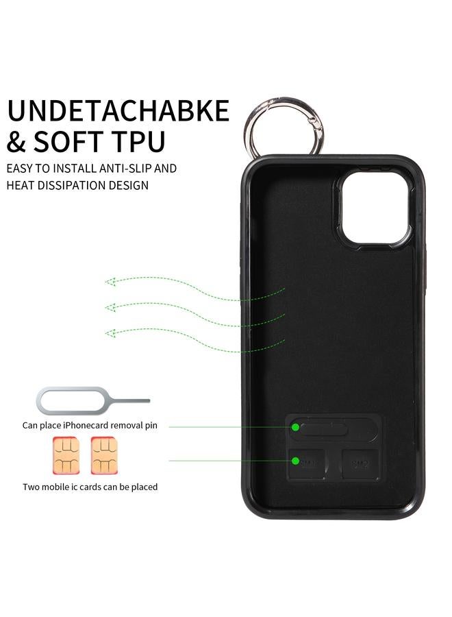 S-TOP Case For iPhone 11 Pro Calf Texture Wrist Card Slot Ring Phone Case - Image 3