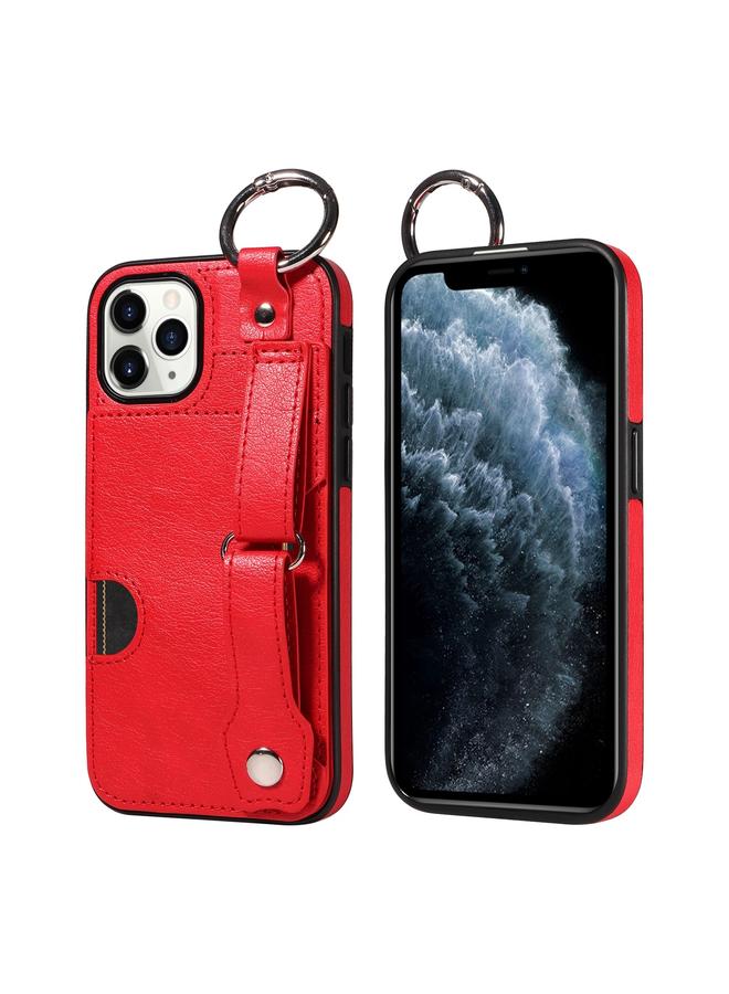 S-TOP Case For iPhone 11 Pro Calf Texture Wrist Card Slot Ring Phone Case - Image 1