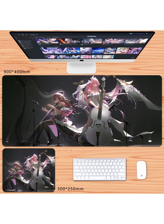 Generic - No Overlock Honkai Impact 3 Mouse Pad Extra Large Animation Kiana Dem Lisa Alicia Two-Dimensional Notebook-Color:90x40cm Thickness 3mm-Pattern:Eden Playing - Image 1