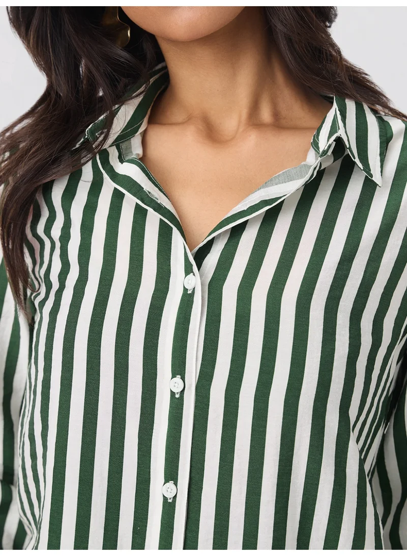 The Souled Store  Textured Shirt: Pine for Women | Best Price UAE