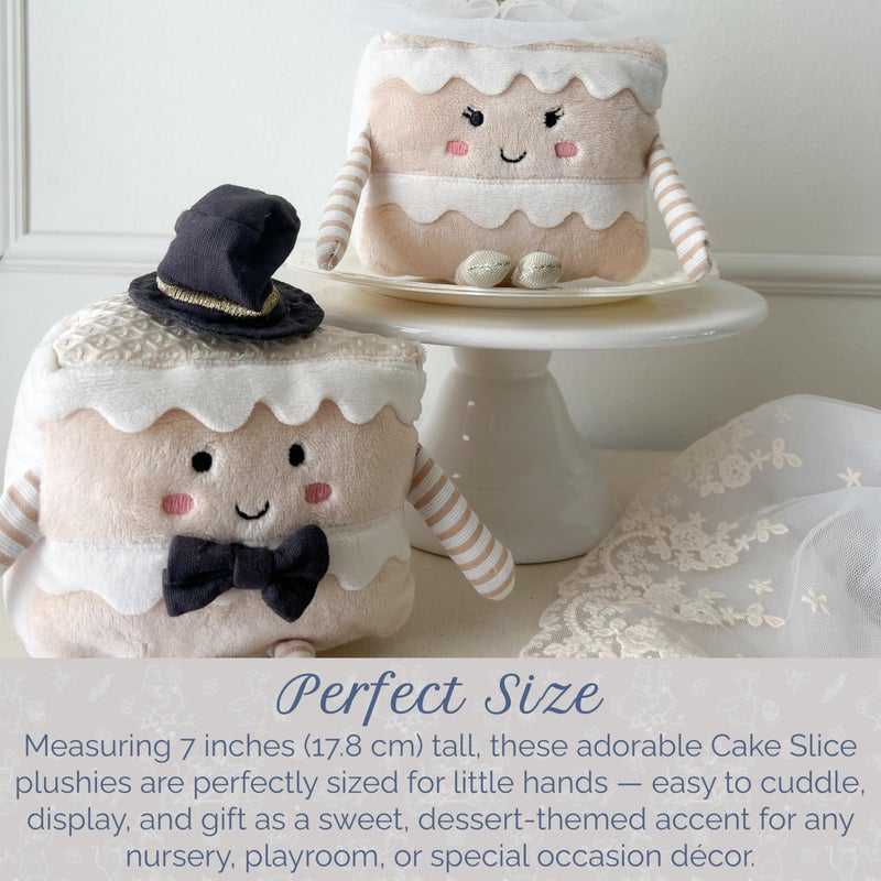 MON AMI Mr. & Mrs. Cake Slice Plush Toy | 7-Inch Soft Stuffed Dessert-Themed Plushie for All Ages | Cute & Cozy Gift for Birthdays, Weddings, or Anniversaries - Image 3