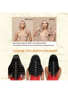Fshine Full Shine Tape in Hair Extensions Human Hair 18 Inch Blonde Remy Human Hair Tape in Extensions Color 18/613 Ash Blonde Highlight with Platinum Blonde Invisible Hair Extensions Tape in 20Pcs 50Grams  - Image 5