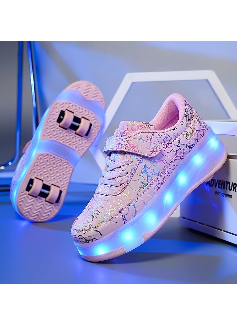 Joshberg LED Flash Light Sneaker Skate Shoes with Wheels USB Charging Roller Skates Shoes  - Image 2