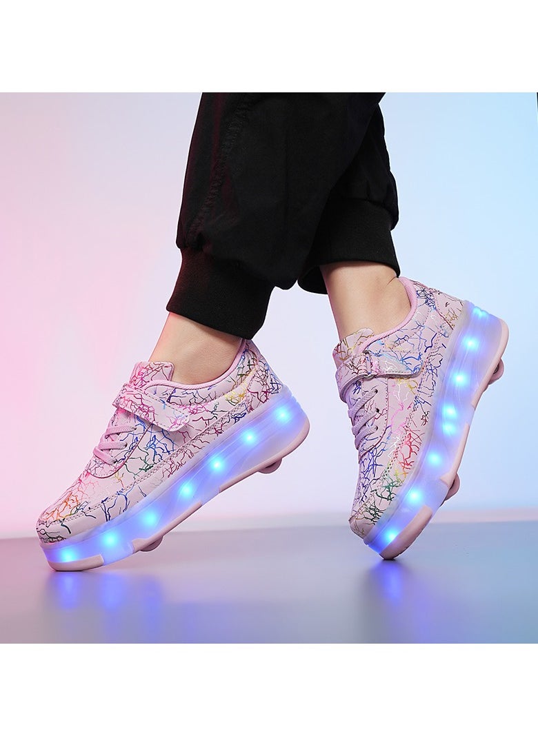 Joshberg LED Flash Light Sneaker Skate Shoes with Wheels USB Charging Roller Skates Shoes  - Image 3