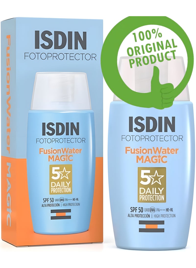 ISDIN Fotoprotector Fusion Water SPF50 50 ml | Ultra-Light Daily Facial Sunscreen | Broad-Spectrum UV Protection - Image 1