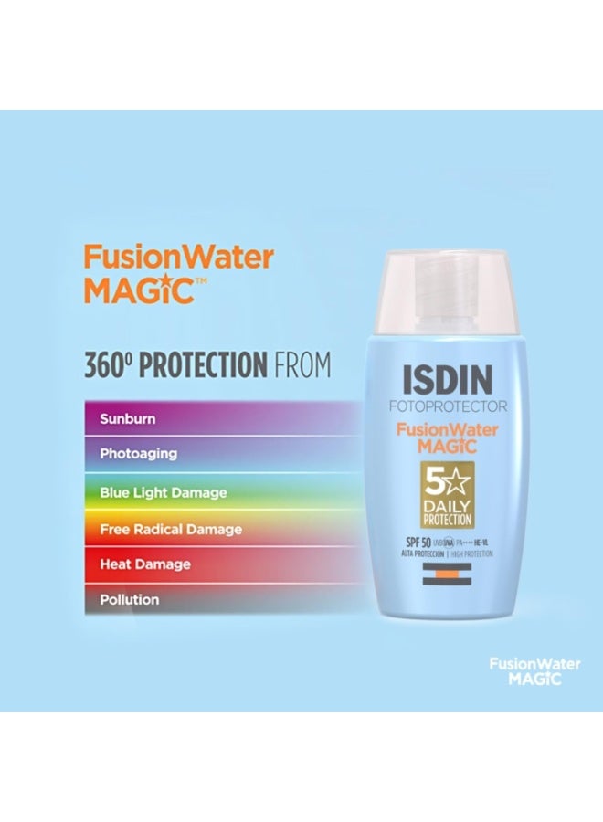 ISDIN Fotoprotector Fusion Water SPF50 50 ml | Ultra-Light Daily Facial Sunscreen | Broad-Spectrum UV Protection - Image 2