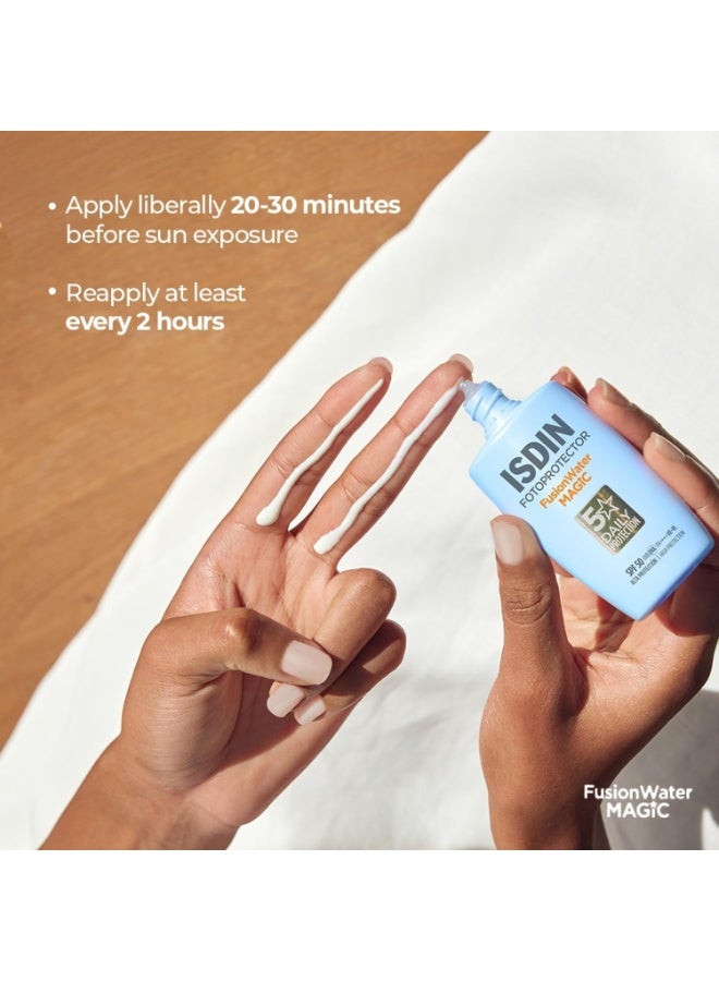 ISDIN Fotoprotector Fusion Water SPF50 50 ml | Ultra-Light Daily Facial Sunscreen | Broad-Spectrum UV Protection - Image 5