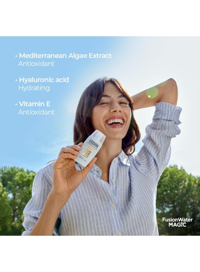 ISDIN Fotoprotector Fusion Water SPF50 50 ml | Ultra-Light Daily Facial Sunscreen | Broad-Spectrum UV Protection - Image 3