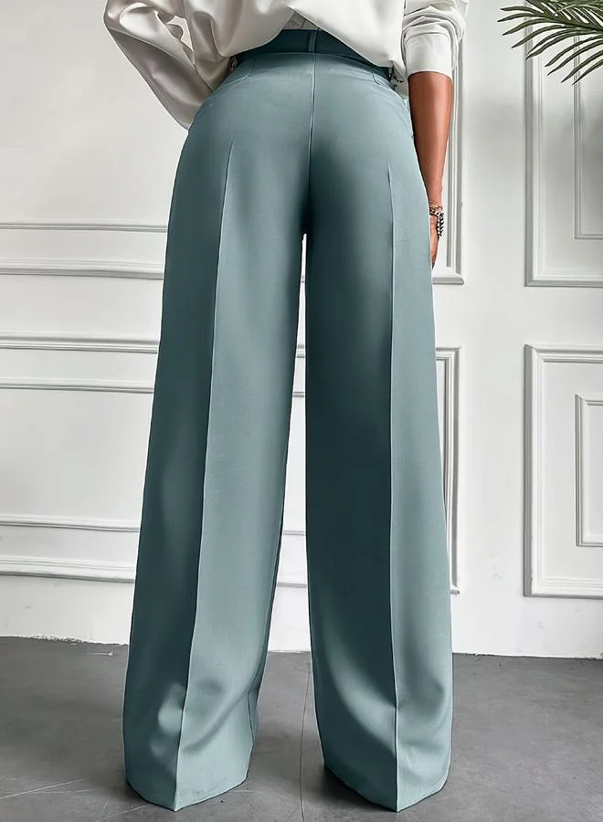 Take Two Solid Pocket Detail Straight Leg Pants