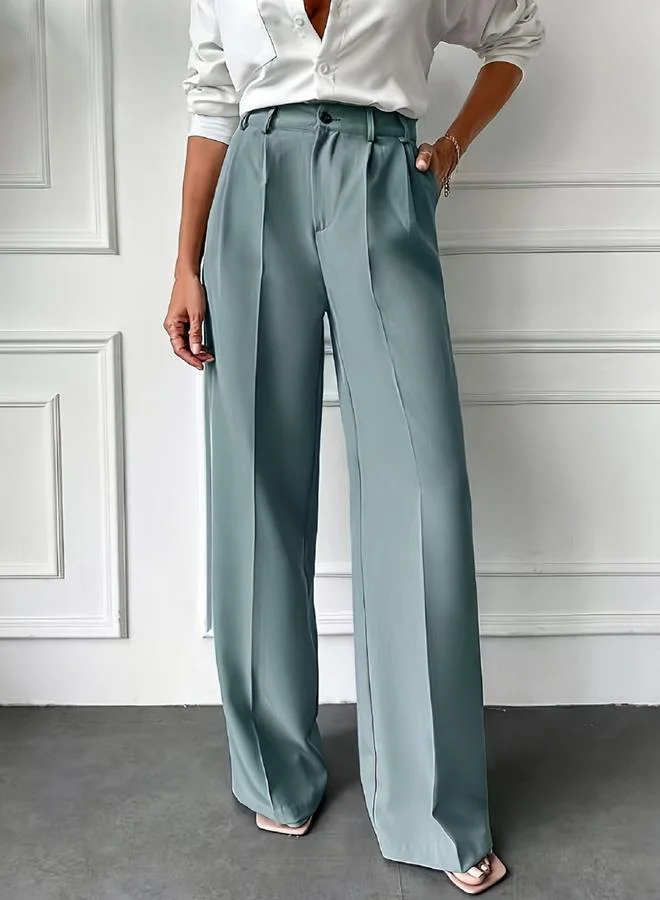 Take Two Solid Pocket Detail Straight Leg Pants