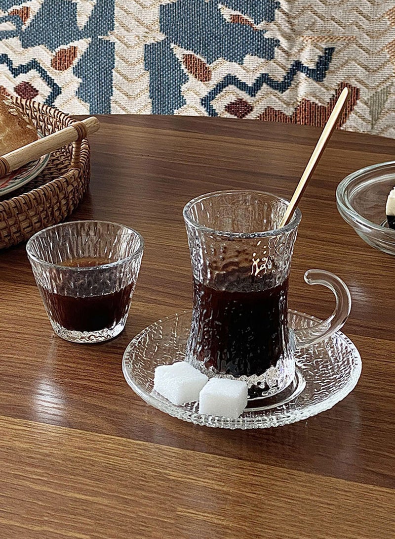3-piece glass coffee cup set, 1 coffee cup with handle 1 cup 1 saucer, glassware tea cup kitchen tableware set suitable for hotel family gatherings and festival events - Image 4