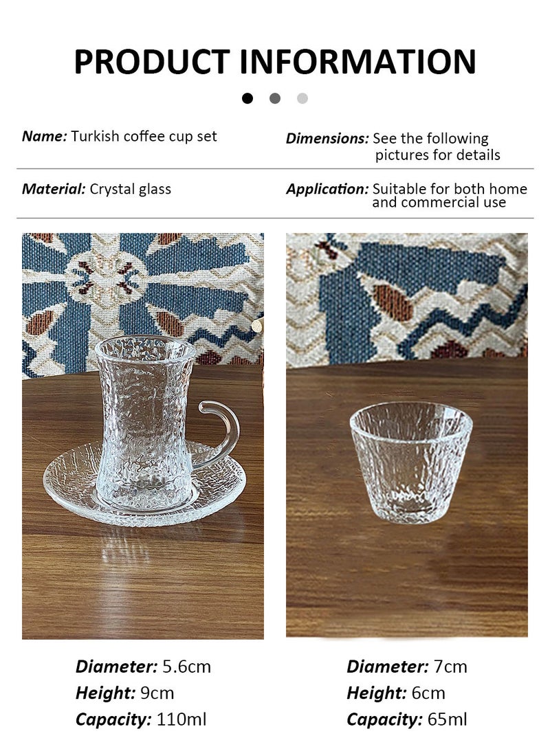 3-piece glass coffee cup set, 1 coffee cup with handle 1 cup 1 saucer, glassware tea cup kitchen tableware set suitable for hotel family gatherings and festival events - Image 5