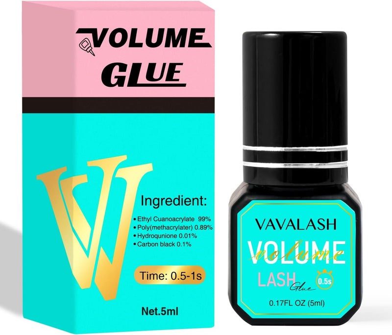 VAVALASH Eyelash Extension Adhesive - 0.5-1 Sec Drying Time, 9 Weeks Retention, Maximum Bond, Long Lasting Black Lash Glue for Professional Use Only (Volume, 5ml) - Image 1