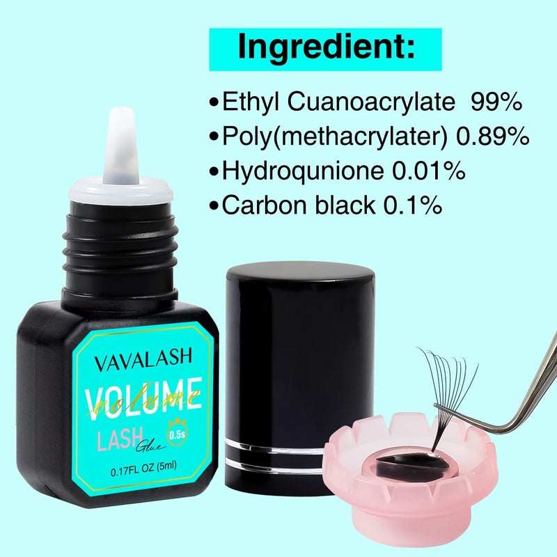 VAVALASH Eyelash Extension Adhesive - 0.5-1 Sec Drying Time, 9 Weeks Retention, Maximum Bond, Long Lasting Black Lash Glue for Professional Use Only (Volume, 5ml) - Image 2