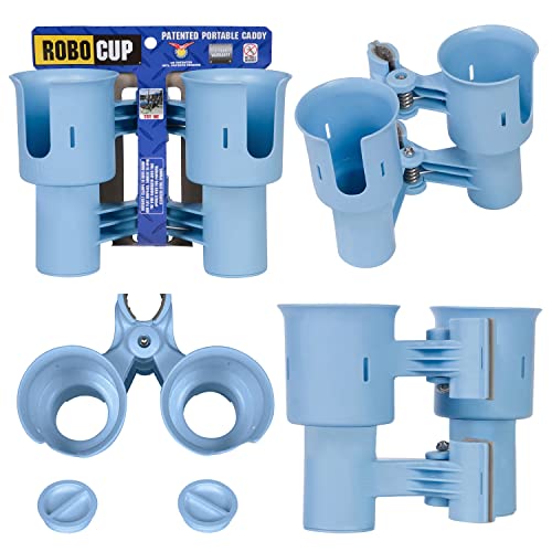 ROBOCUP, Light Blue EZ-Spring, Updated Version, Best Cup Holder for Drinks, Fishing Rod/Pole, Boat, Beach Chair, Golf Cart, Wheelchair, Walker, Drum Sticks, Microphone Stand - Image 1