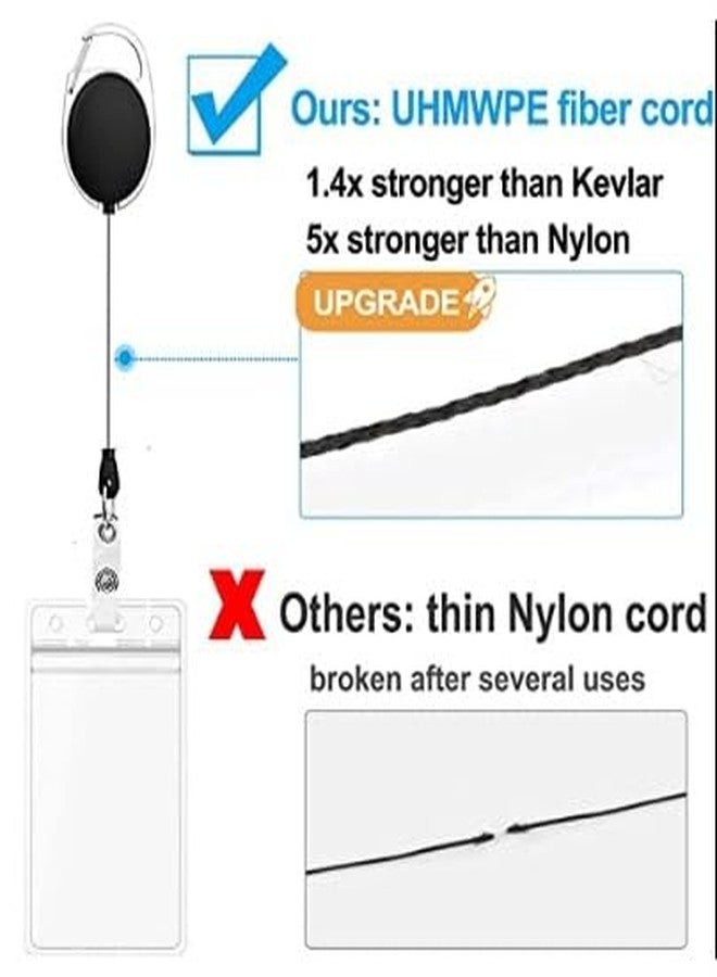 ADA Heavy Duty Card Badge Holder Polycarbonate Vertical Thumb Slots with Retractable Badge Reel Carabiner Clip for School/College/Office use Only Black (Pack of 1) - Image 5