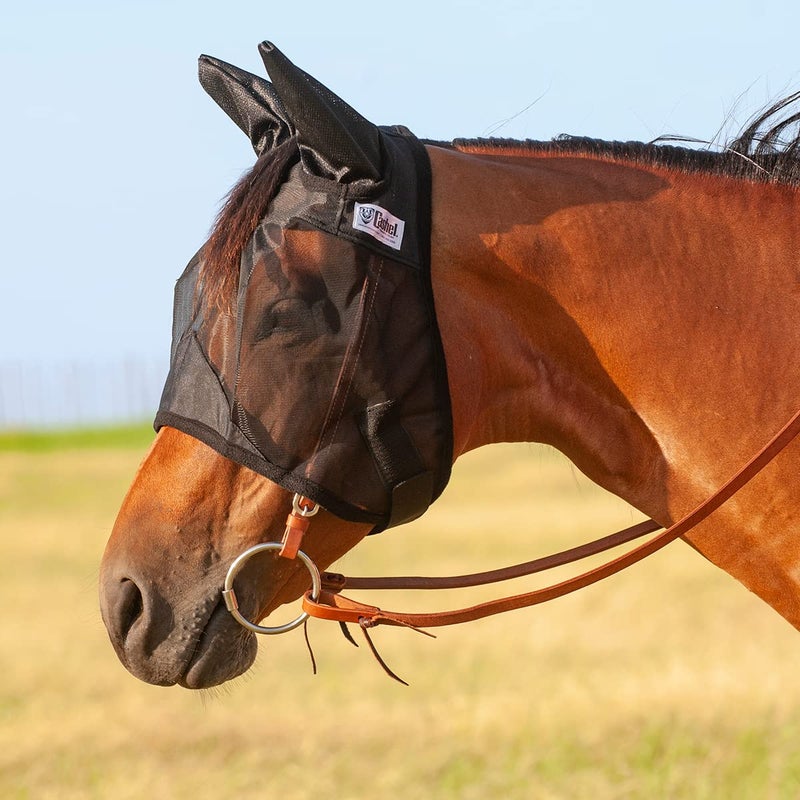 Cashel Quiet Ride Standard Large Pony/Yearling Fly Mask with Ears (QRYSE), Black - Image 5