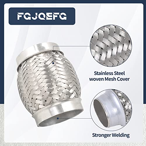 FGJQEFG 2PCS Exhaust Flex Pipe Stainless Steel Double Braid Long Heavy Duty 3''Inch x 4''Inch w/Ends 4'' inch Long - Image 2