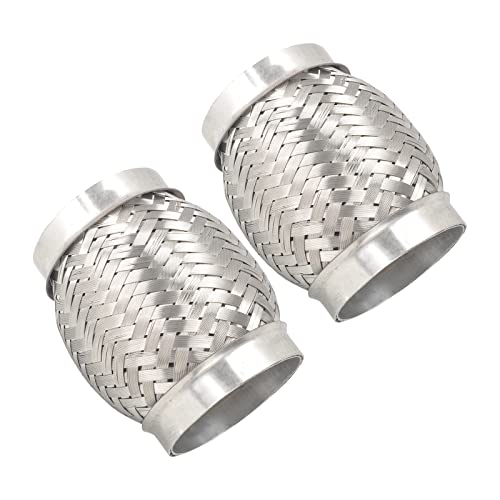 FGJQEFG 2PCS Exhaust Flex Pipe Stainless Steel Double Braid Long Heavy Duty 3''Inch x 4''Inch w/Ends 4'' inch Long - Image 1