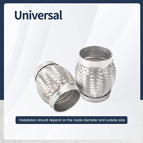 FGJQEFG 2PCS Exhaust Flex Pipe Stainless Steel Double Braid Long Heavy Duty 3''Inch x 4''Inch w/Ends 4'' inch Long - Image 5