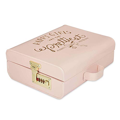 Elan Vintage Style Metal Briefcase Happy Girls Decorative Storage Box with Gold Accents Lockable Treasure Chest Jewelry Box and Gift Trunk for Home Décor Organizer Box for Gifting (Light Pink) - Image 2
