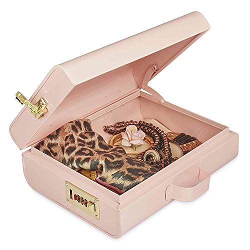 Elan Vintage Style Metal Briefcase Happy Girls Decorative Storage Box with Gold Accents Lockable Treasure Chest Jewelry Box and Gift Trunk for Home Décor Organizer Box for Gifting (Light Pink) - Image 3