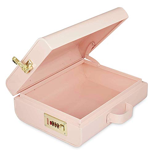 Elan Vintage Style Metal Briefcase Happy Girls Decorative Storage Box with Gold Accents Lockable Treasure Chest Jewelry Box and Gift Trunk for Home Décor Organizer Box for Gifting (Light Pink) - Image 4