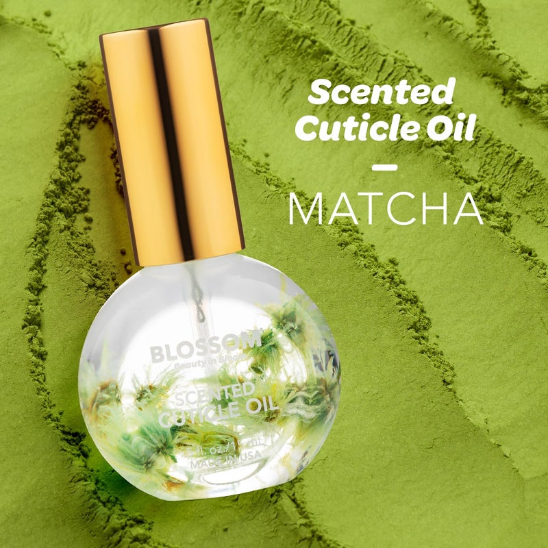 Blossom Cuticle Oil for Nails, Hydrating, Moisturizing, Gourmand Scented Nail Oil Cuticle Care, Infused with Real Flowers, Made in USA, 0.5 fl. oz, Matcha - Image 2