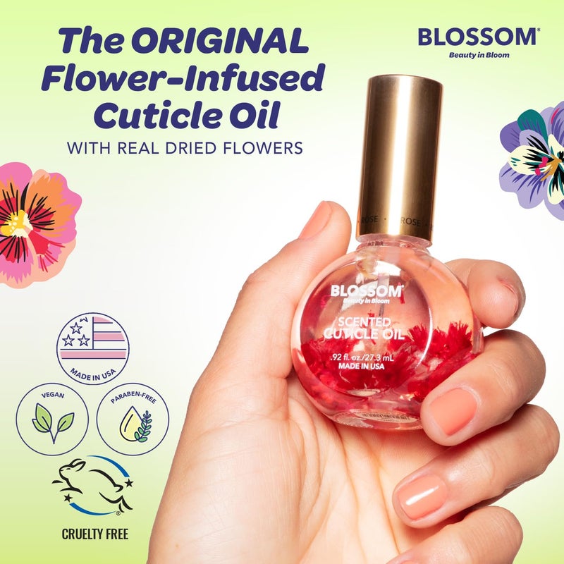 Blossom Cuticle Oil for Nails, Hydrating, Moisturizing, Gourmand Scented Nail Oil Cuticle Care, Infused with Real Flowers, Made in USA, 0.5 fl. oz, Matcha - Image 3