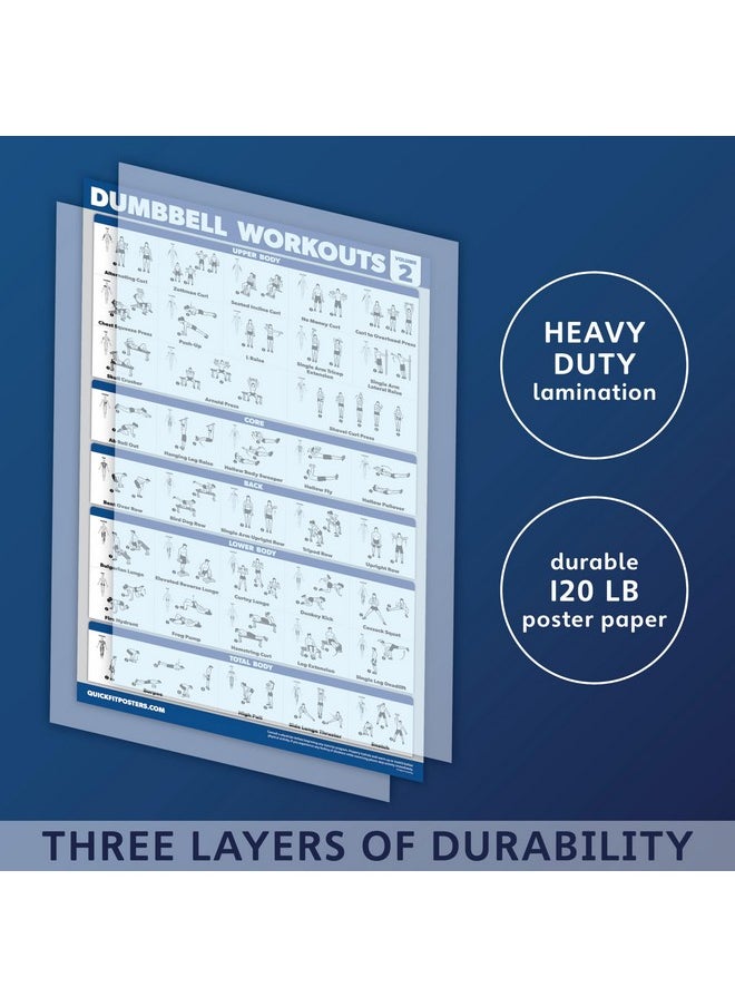 Palace Learning Learning 4 Pack - Dumbbell Workout Posters Volume 1, 2 & 3 + Barbell Exercise Chart - Set Of 4 Posters (Laminated, 18" X 24")  - Image 3