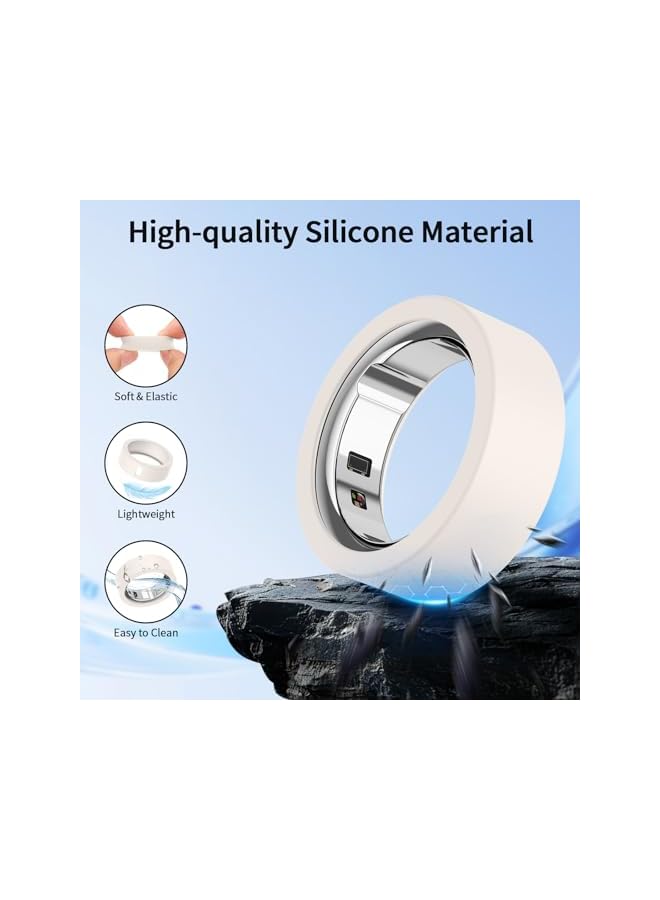 S-TOP Cover for Oura Ring 4/4 Ceramic/Gen 3 Protector,Silicone Anti-Scratch Elastic Ring Finger Case Woking Out Gym for Women Men (Black+Starlight+Midnight Blue, S for5/6/7/8/9/10) - Image 2